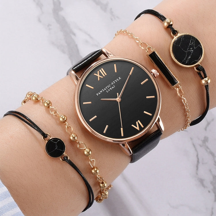 LVPAI XR3795 Orologio da donna al quarzo con cinturino in lega PU + bracciale