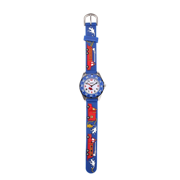 JNEW 6811-20076 Orologio al quarzo con cinturino in silicone per camion dei pompieri 3D impermeabile per bambini, JNEW 6811-20076