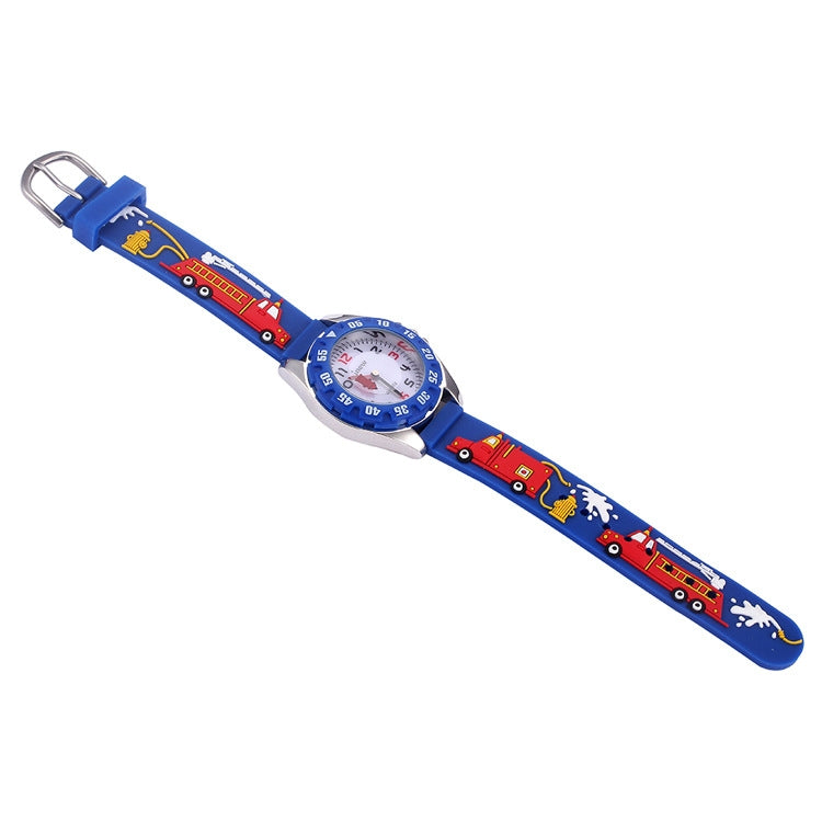 JNEW 6811-20076 Orologio al quarzo con cinturino in silicone per camion dei pompieri 3D impermeabile per bambini, JNEW 6811-20076