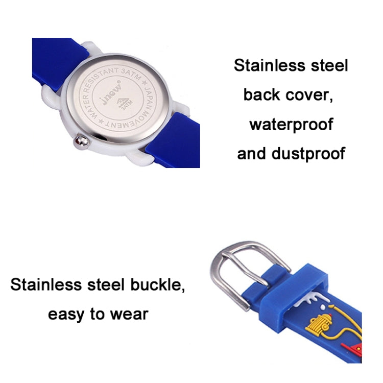 JNEW 6811-20076 Orologio al quarzo con cinturino in silicone per camion dei pompieri 3D impermeabile per bambini, JNEW 6811-20076