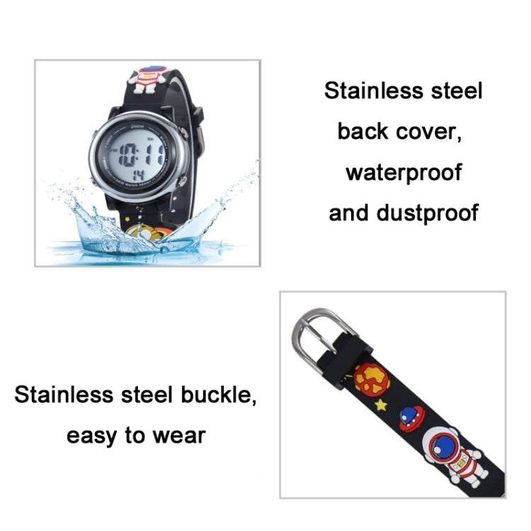 JNEW A380-86161 Bambini Cartoon 3D Space Planet Orologio elettronico sportivo LED multifunzionale impermeabile, JNEW A380-86161