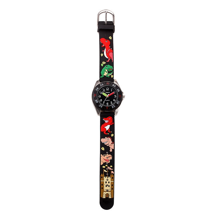 JNEW 6811-86172 Orologio al quarzo impermeabile con cinturino in silicone con dinosauro 3D per bambini, JNEW 6811-86172
