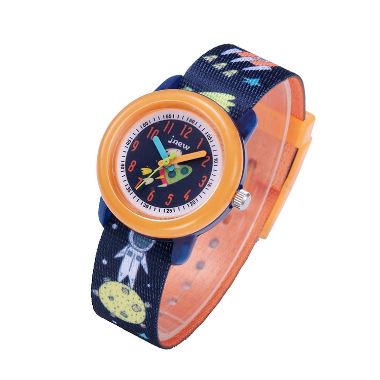 JNEW A369-86408 Bambini Cartoon Cosmic Starry Sky Orologio al quarzo con nastro cognitivo tempo impermeabile, JNEW A369-86408