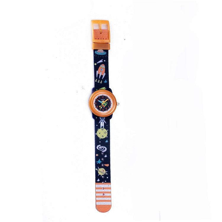 JNEW A369-86408 Bambini Cartoon Cosmic Starry Sky Orologio al quarzo con nastro cognitivo tempo impermeabile, JNEW A369-86408