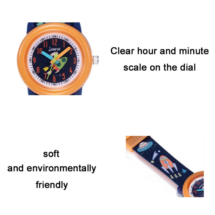 JNEW A369-86408 Bambini Cartoon Cosmic Starry Sky Orologio al quarzo con nastro cognitivo tempo impermeabile, JNEW A369-86408