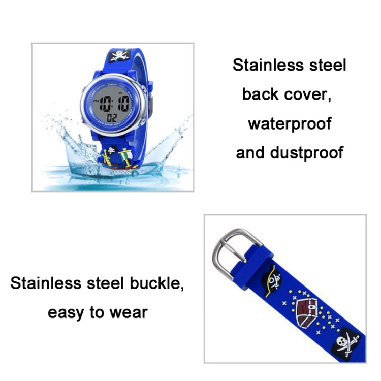 JNEW A380-20092 Bambini Del Fumetto 3D Nave Pirata Tempo Impermeabile Cognitivo Multifunzione Sport LED Orologio Elettronico, JNEW A380-20092