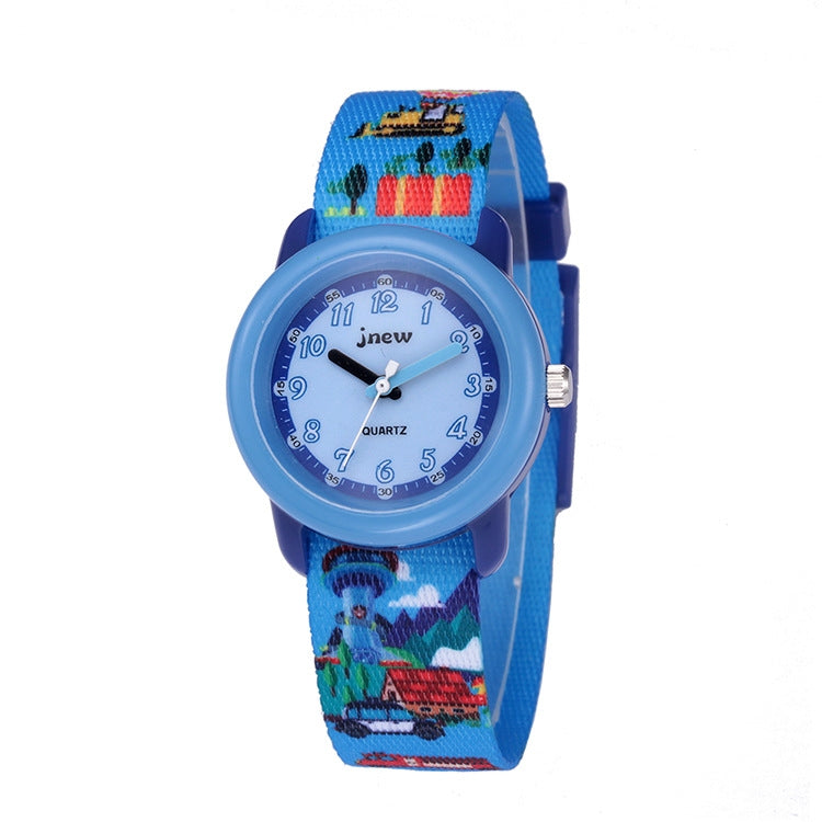 JNEW A369-86370 Orologio al quarzo con nastro cognitivo tempo impermeabile per bambini, JNEW A369-86370
