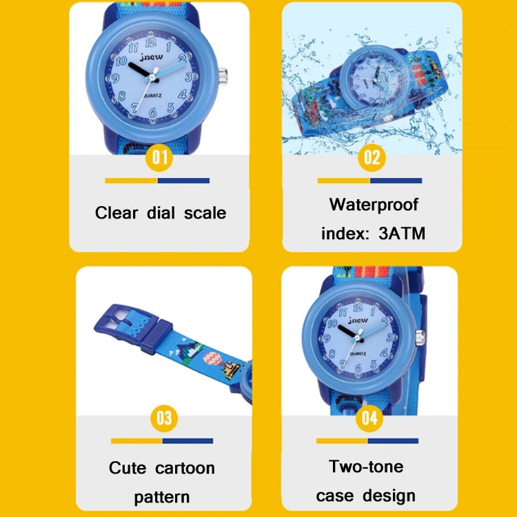 JNEW A369-86370 Orologio al quarzo con nastro cognitivo tempo impermeabile per bambini, JNEW A369-86370