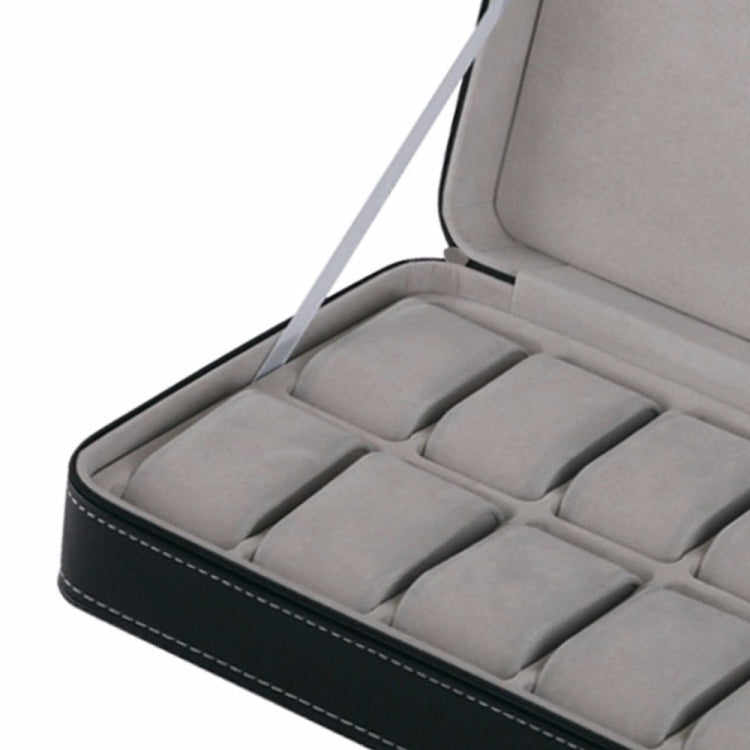 Scatola Porta Orologi 12 Scomparti in Pelle PU Nera Effetto Struzzo – Elegante, Antipolvere, Protettiva, 33x20x7,5 cm