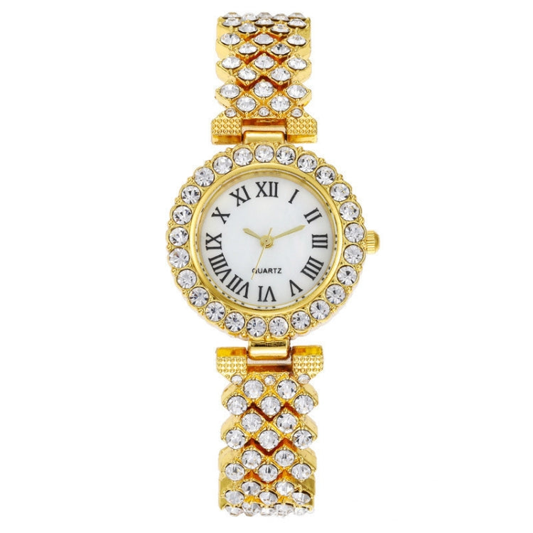 Orologio al quarzo da donna con diamanti modello romano alla moda, Gold, Silver, Rose Gold, Gold+Bracelet, Silver+Bracelet, Rose Gold+Bracelet
