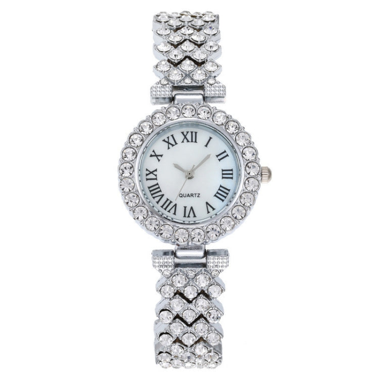Orologio al quarzo da donna con diamanti modello romano alla moda, Gold, Silver, Rose Gold, Gold+Bracelet, Silver+Bracelet, Rose Gold+Bracelet