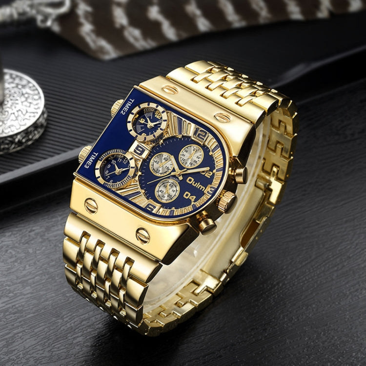 Oulm 9315 Multi Time Zone Orologio da uomo luminoso con quadrante grande e cinturino in acciaio Orologio al quarzo casual, 9315 Blue, 9315 Black, 9315 Silver