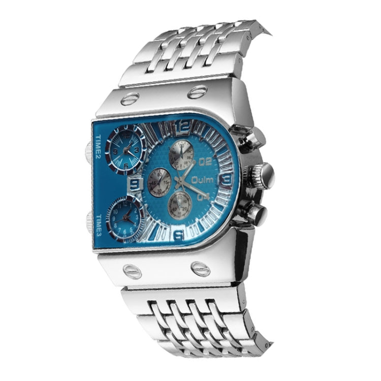 Oulm 9315 Multi Time Zone Orologio da uomo luminoso con quadrante grande e cinturino in acciaio Orologio al quarzo casual, 9315 Blue, 9315 Black, 9315 Silver