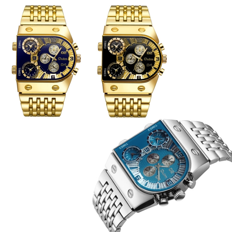 Oulm 9315 Multi Time Zone Orologio da uomo luminoso con quadrante grande e cinturino in acciaio Orologio al quarzo casual, 9315 Blue, 9315 Black, 9315 Silver