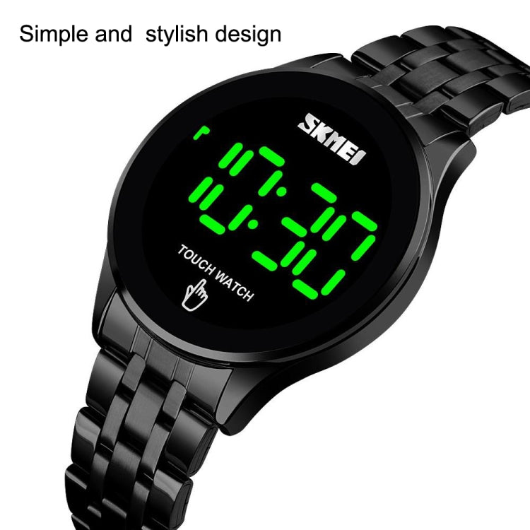 SKMEI 1579 Orologio elettronico semplice in acciaio inossidabile luminoso a LED con touch screen, Black, Gold, Rose Gold, Silver