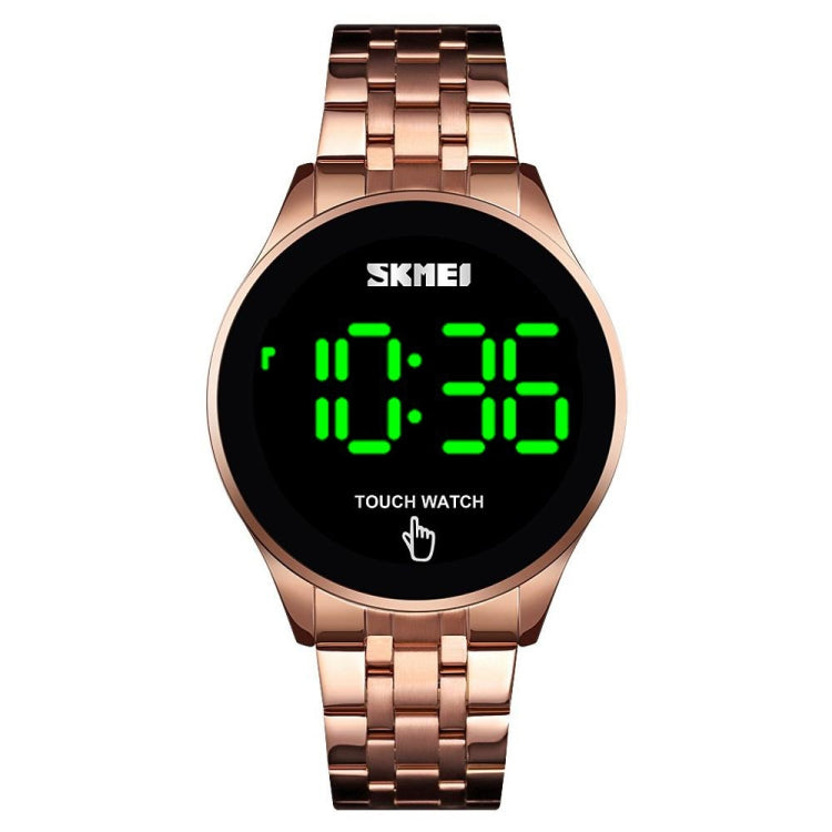SKMEI 1579 Orologio elettronico semplice in acciaio inossidabile luminoso a LED con touch screen, Black, Gold, Rose Gold, Silver