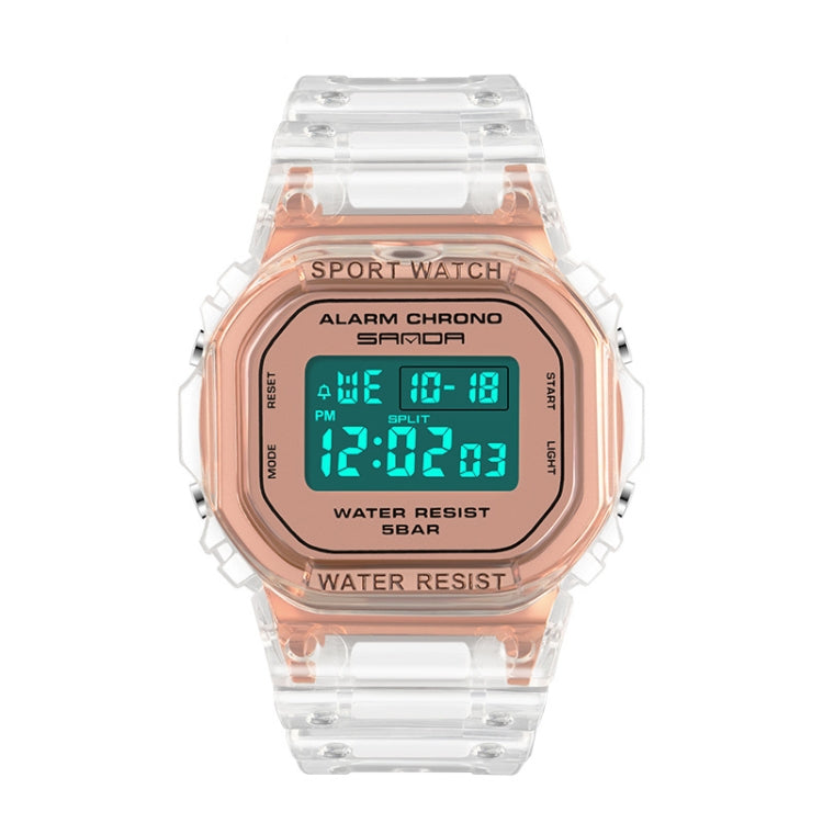 SANDA 2009 Orologio Impermeabile con Luce Fredda e Funzioni Multimodali - Resistente fino a 50 Metri, Design Traslucido, Cinturino in Resina
