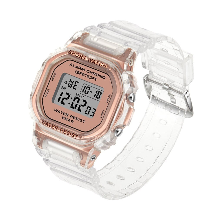 SANDA 2009 Orologio Impermeabile con Luce Fredda e Funzioni Multimodali - Resistente fino a 50 Metri, Design Traslucido, Cinturino in Resina