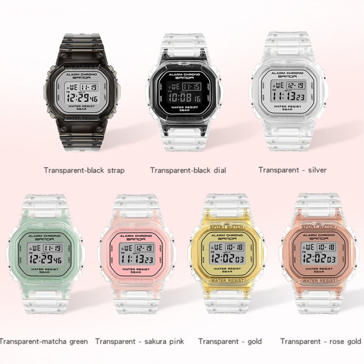 SANDA 2009 Orologio Impermeabile con Luce Fredda e Funzioni Multimodali - Resistente fino a 50 Metri, Design Traslucido, Cinturino in Resina