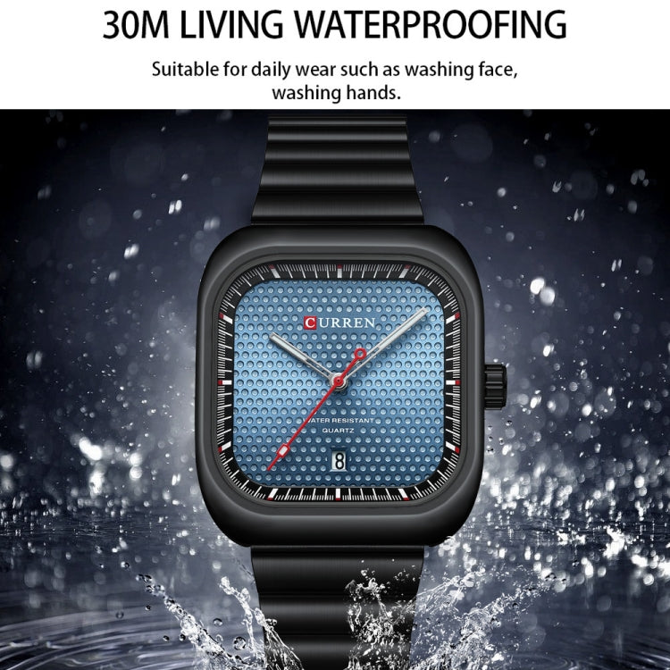 Curren 8460 Orologio al Quarzo da Uomo Casual con Cinturino a Rete - Quadrante Quadrato e Resistente all'Acqua
