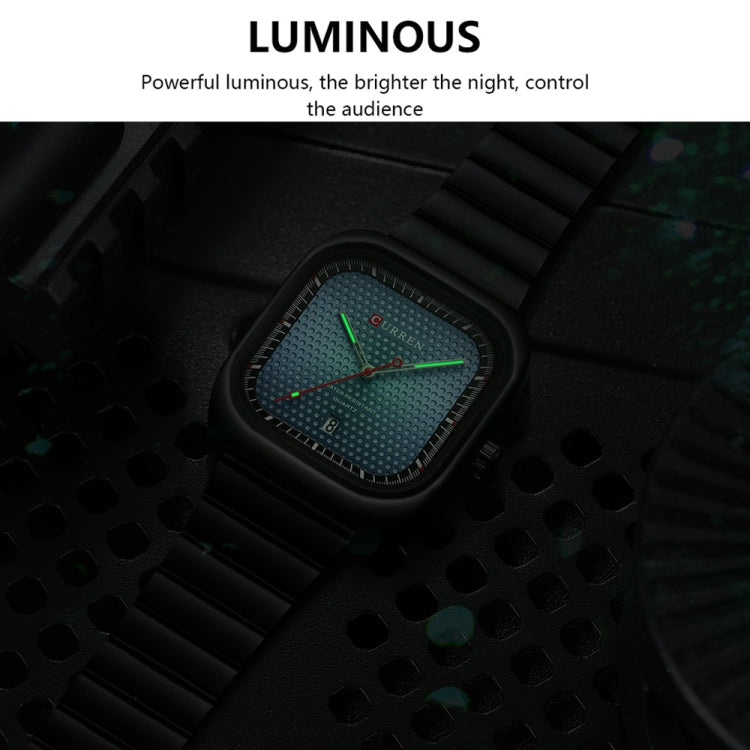 Curren 8460 Orologio al Quarzo da Uomo Casual con Cinturino a Rete - Quadrante Quadrato e Resistente all'Acqua
