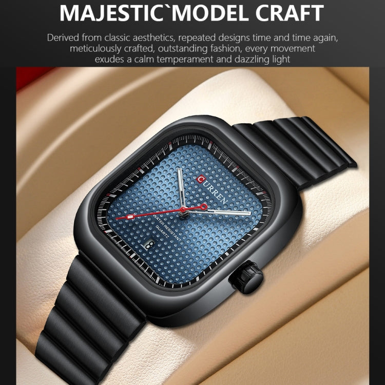 Curren 8460 Orologio al Quarzo da Uomo Casual con Cinturino a Rete - Quadrante Quadrato e Resistente all'Acqua