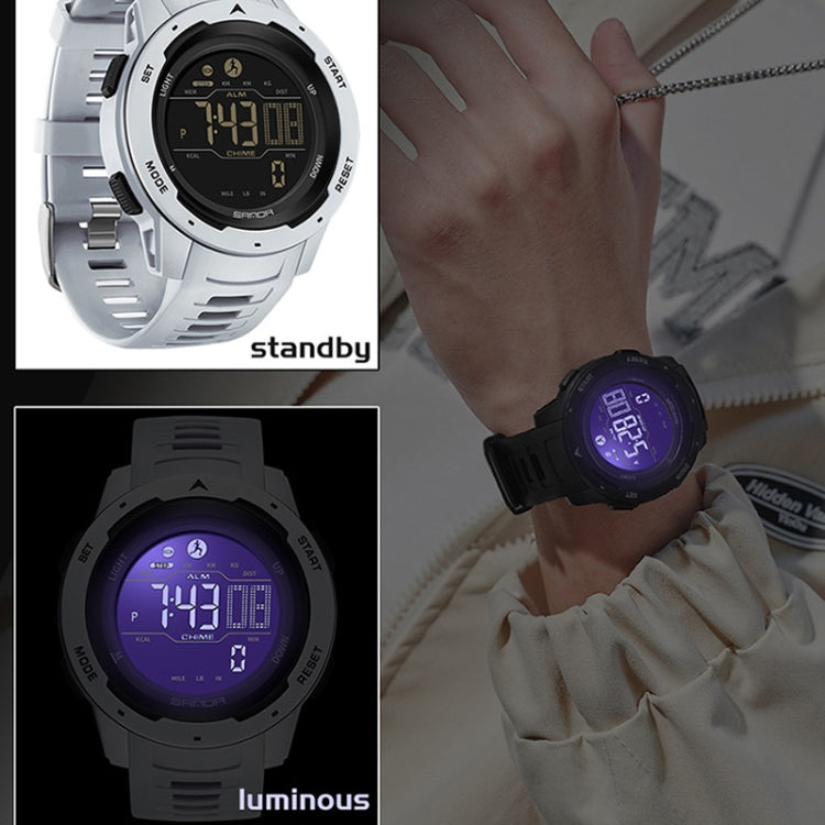 Orologio Digitale Impermeabile SANDA con Contapassi, Quadrante Multifunzionale, Display FSTN e Cinturino TPU, Resistente fino a 50 Metri