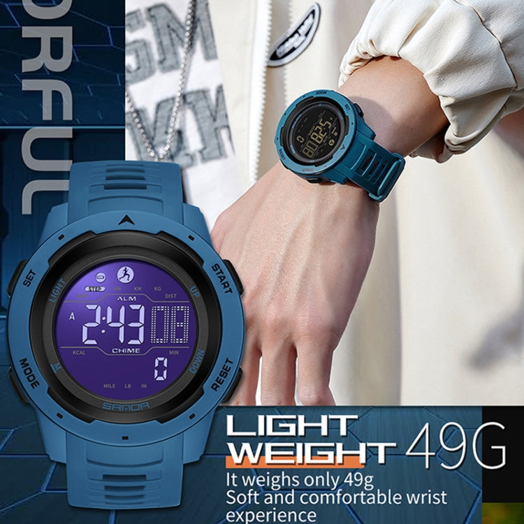 Orologio Digitale Impermeabile SANDA con Contapassi, Quadrante Multifunzionale, Display FSTN e Cinturino TPU, Resistente fino a 50 Metri