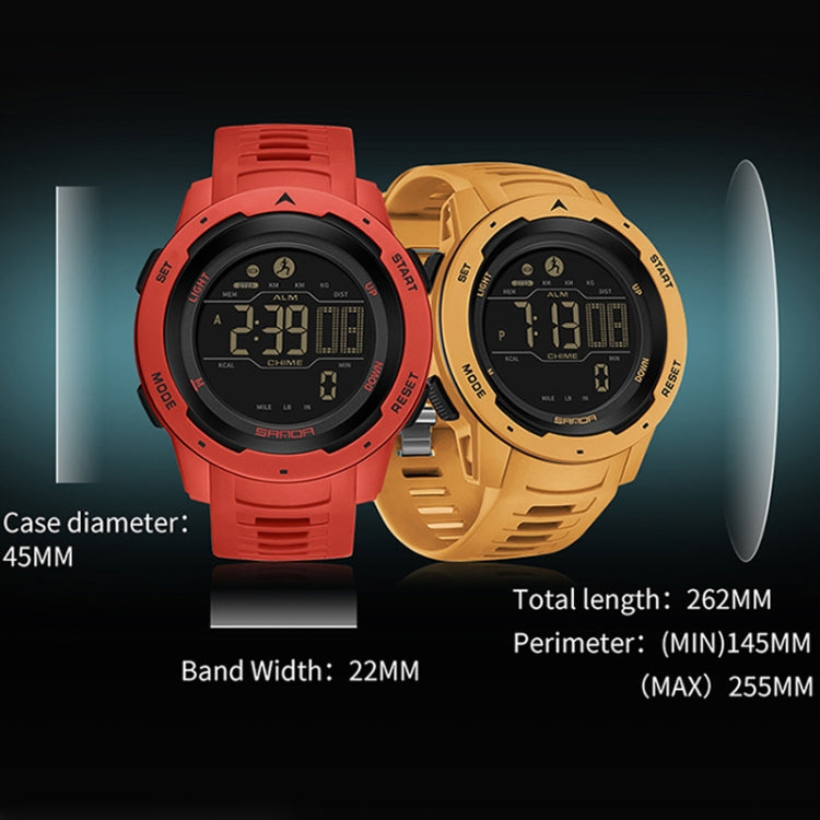 Orologio Digitale Impermeabile SANDA con Contapassi, Quadrante Multifunzionale, Display FSTN e Cinturino TPU, Resistente fino a 50 Metri