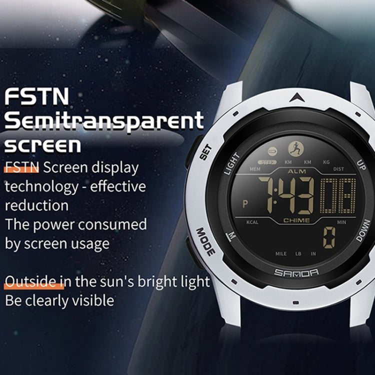 Orologio Digitale Impermeabile SANDA con Contapassi, Quadrante Multifunzionale, Display FSTN e Cinturino TPU, Resistente fino a 50 Metri