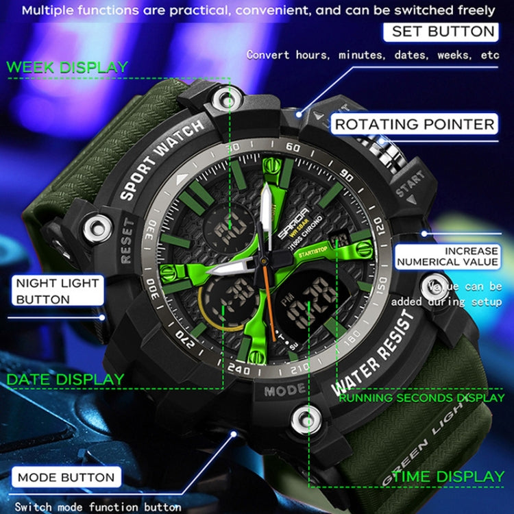 Orologio Elettronico SANDA Multifunzionale Tridimensionale 5 ATM con Sveglia e Display Luminoso