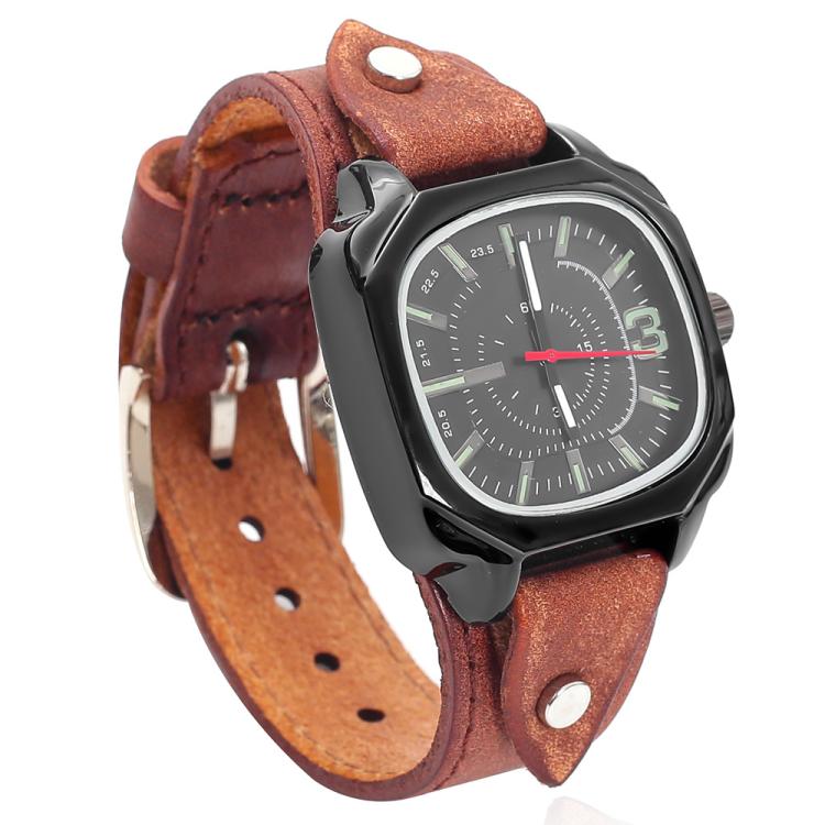 Vintage Style Square Genuine Leather Quartz Watch Adjustable Strap His And Hers Couple Watches For Women And Men