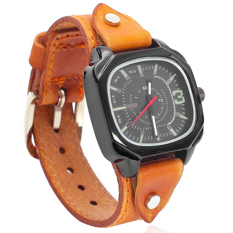 Vintage Style Square Genuine Leather Quartz Watch Adjustable Strap His And Hers Couple Watches For Women And Men