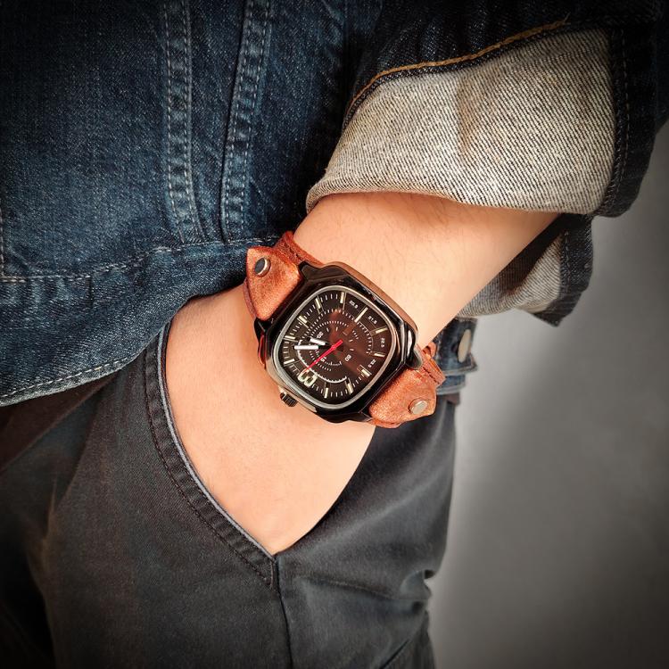 Vintage Style Square Genuine Leather Quartz Watch Adjustable Strap His And Hers Couple Watches For Women And Men
