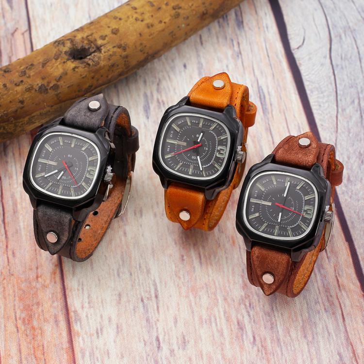 Vintage Style Square Genuine Leather Quartz Watch Adjustable Strap His And Hers Couple Watches For Women And Men