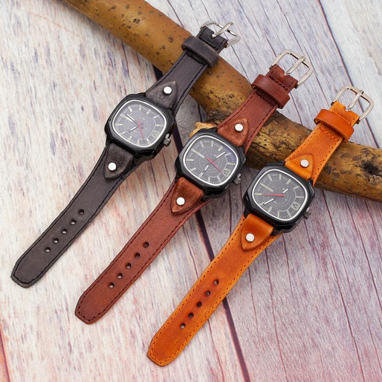 Vintage Style Square Genuine Leather Quartz Watch Adjustable Strap His And Hers Couple Watches For Women And Men