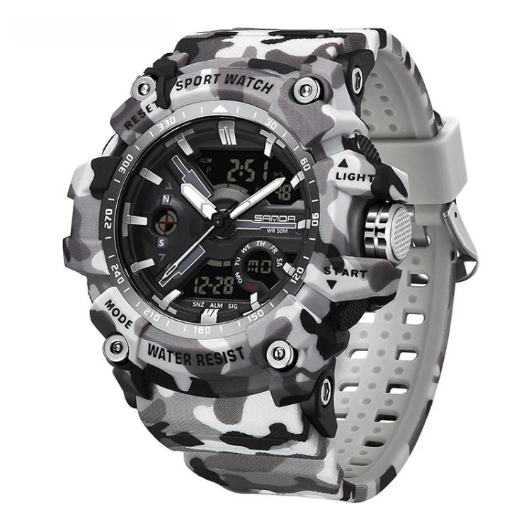 SANDA 3355 Orologio Sportivo Camouflage Uomo - Waterproof, Allarme, Display Elettronico Multifunzionale