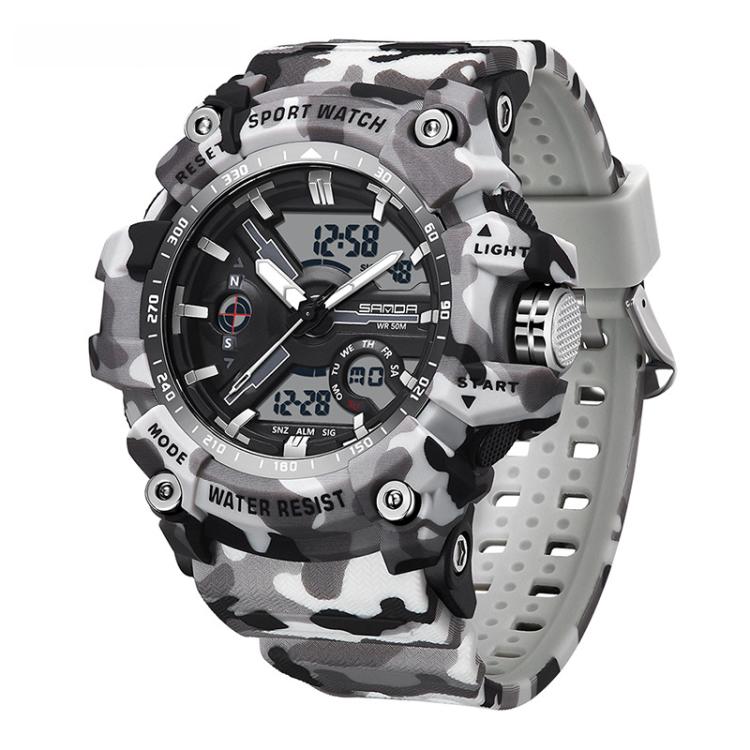SANDA 3355 Orologio Sportivo Camouflage Uomo - Waterproof, Allarme, Display Elettronico Multifunzionale