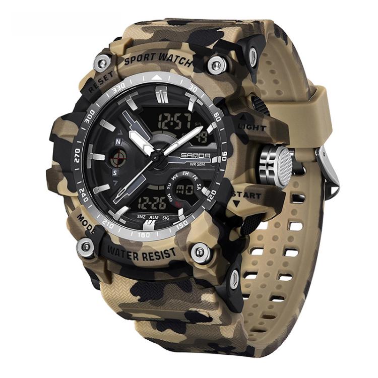 SANDA 3355 Orologio Sportivo Camouflage Uomo - Waterproof, Allarme, Display Elettronico Multifunzionale