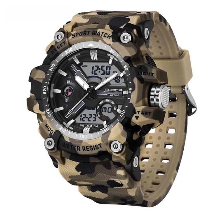 SANDA 3355 Orologio Sportivo Camouflage Uomo - Waterproof, Allarme, Display Elettronico Multifunzionale