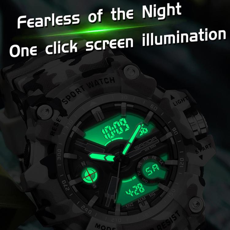 SANDA 3355 Orologio Sportivo Camouflage Uomo - Waterproof, Allarme, Display Elettronico Multifunzionale