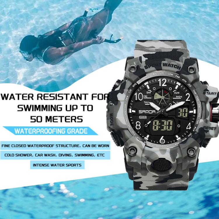 SANDA 3358 Camouflage Series Orologio Sportivo da Uomo - Waterproof, Allarme, Display Elettronico