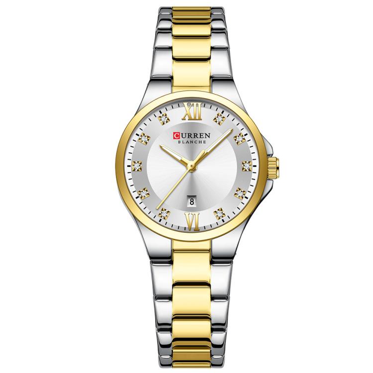 Curren Orologio da Donna con Cinturino in Acciaio e Calendario – Movimento al Quarzo, Impermeabile 30M