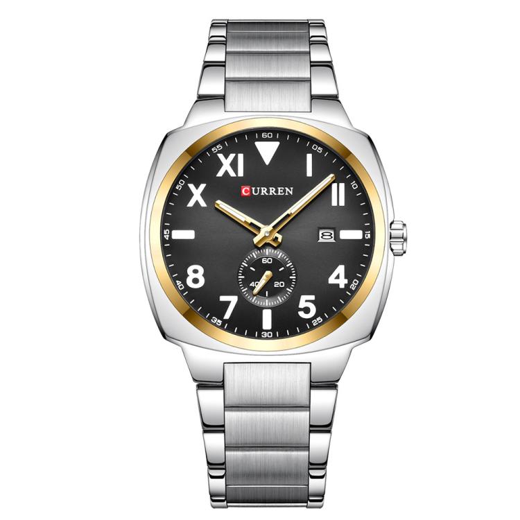 Orologio da Uomo Curren Business in Acciaio Inossidabile con Calendario, Movimento al Quarzo, Quadrante Luminoso, Impermeabile 30M, Vetro Antigraffio, Elegante e Robusto