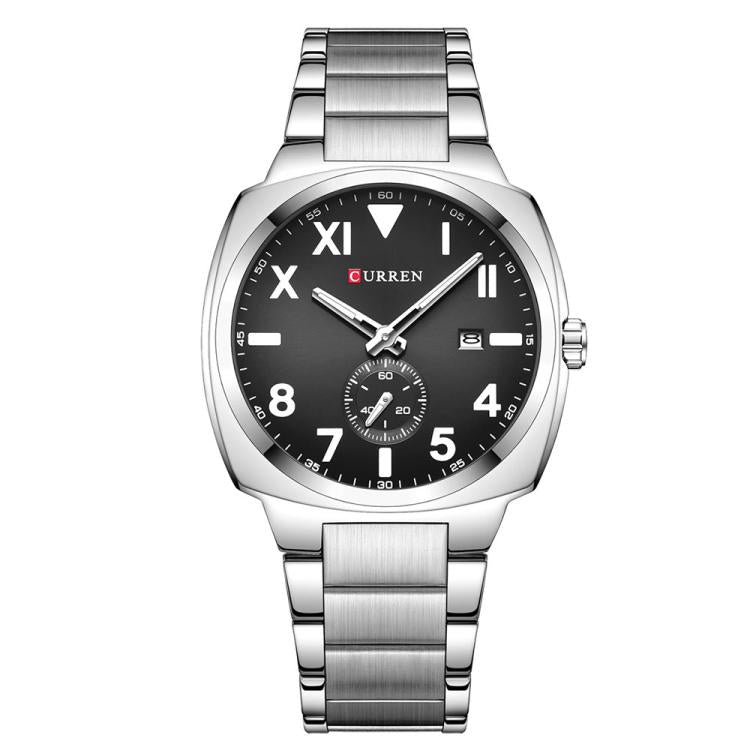 Orologio da Uomo Curren Business in Acciaio Inossidabile con Calendario, Movimento al Quarzo, Quadrante Luminoso, Impermeabile 30M, Vetro Antigraffio, Elegante e Robusto
