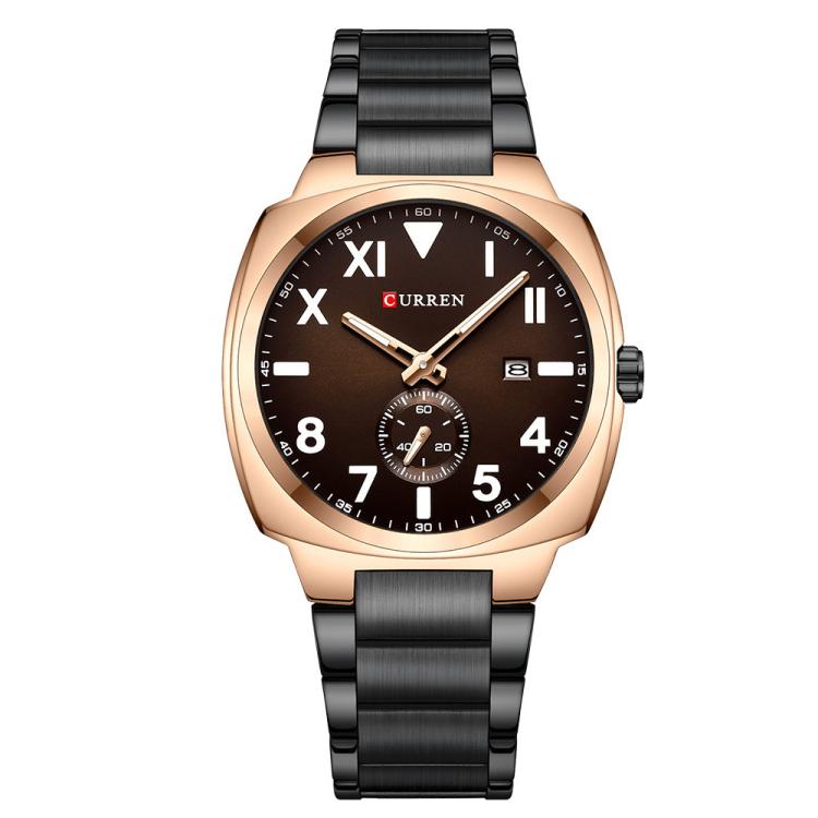 Orologio da Uomo Curren Business in Acciaio Inossidabile con Calendario, Movimento al Quarzo, Quadrante Luminoso, Impermeabile 30M, Vetro Antigraffio, Elegante e Robusto