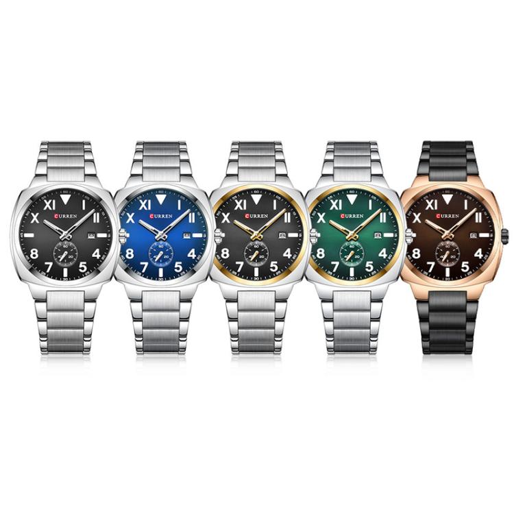 Orologio da Uomo Curren Business in Acciaio Inossidabile con Calendario, Movimento al Quarzo, Quadrante Luminoso, Impermeabile 30M, Vetro Antigraffio, Elegante e Robusto