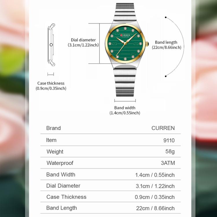 Orologio da Donna Curren Business con Cinturino in Acciaio Inossidabile, Movimento al Quarzo, Quadrante Luminoso, Vetro Antigraffio, Impermeabile 30M, Elegante e Resistente