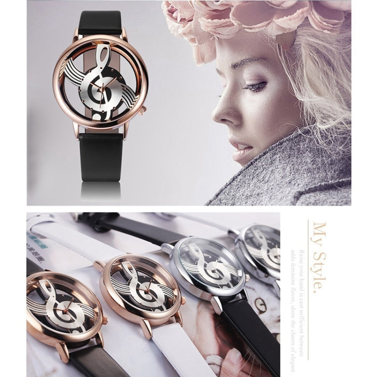 Orologio al quarzo con cintura in pelle e quadrante a forma di notazione musicale per donna/uomo