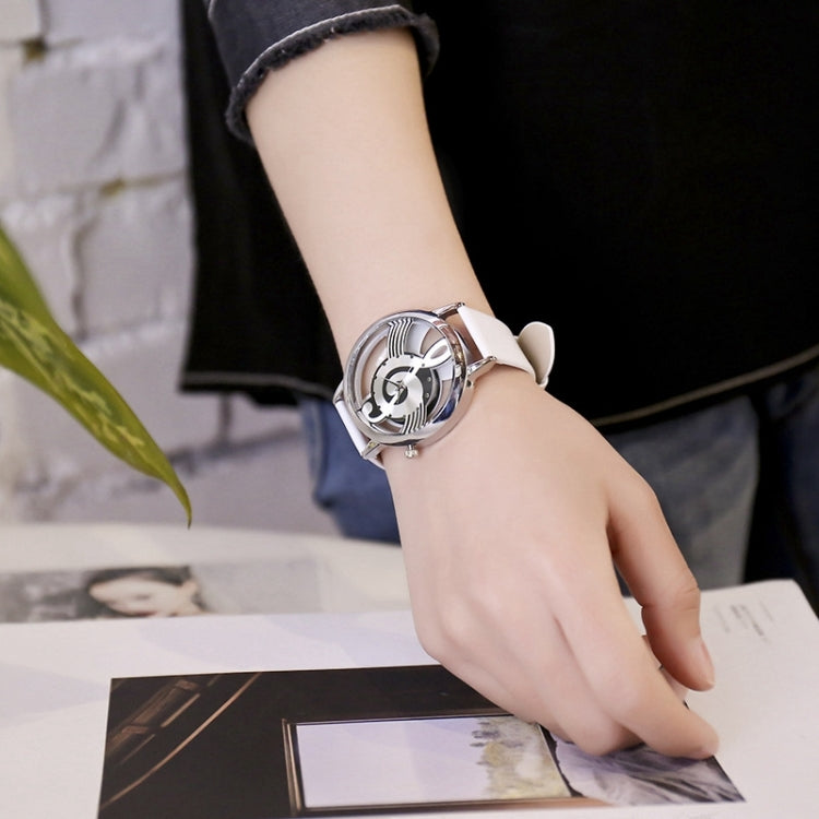Orologio al quarzo con cintura in pelle e quadrante a forma di notazione musicale per donna/uomo